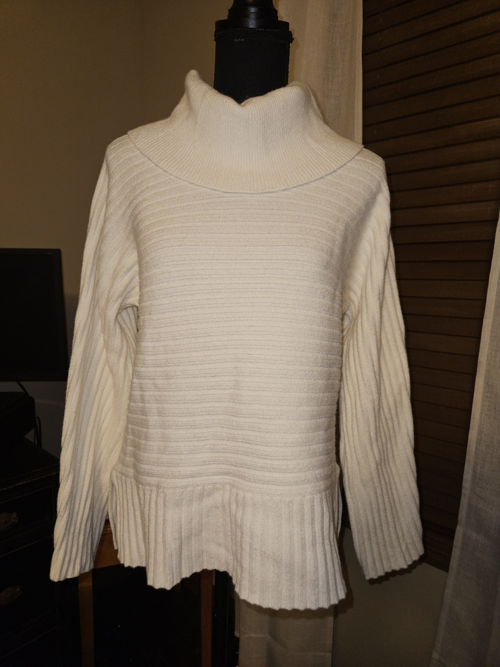 Moth Cream Ribbed Turtleneck Sweater